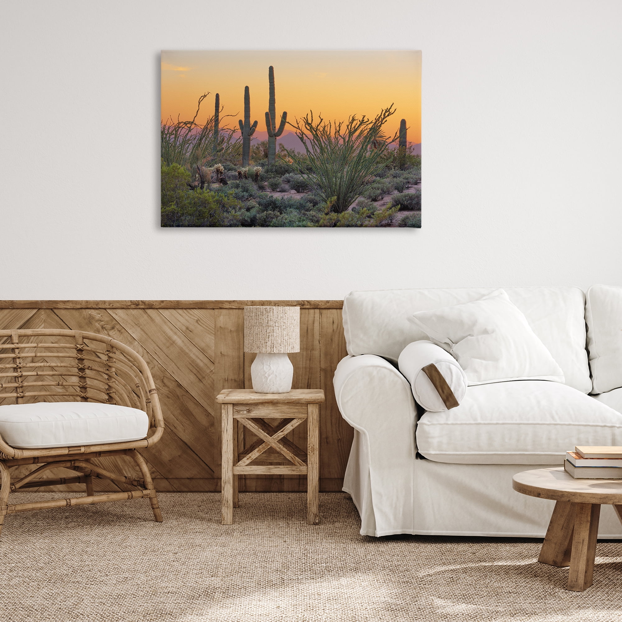 Stupell Industries Sunset Desertscape Cacti Landscape & Nature Photography Wrapped Canvas Art Print Wall Art, 36 x 24