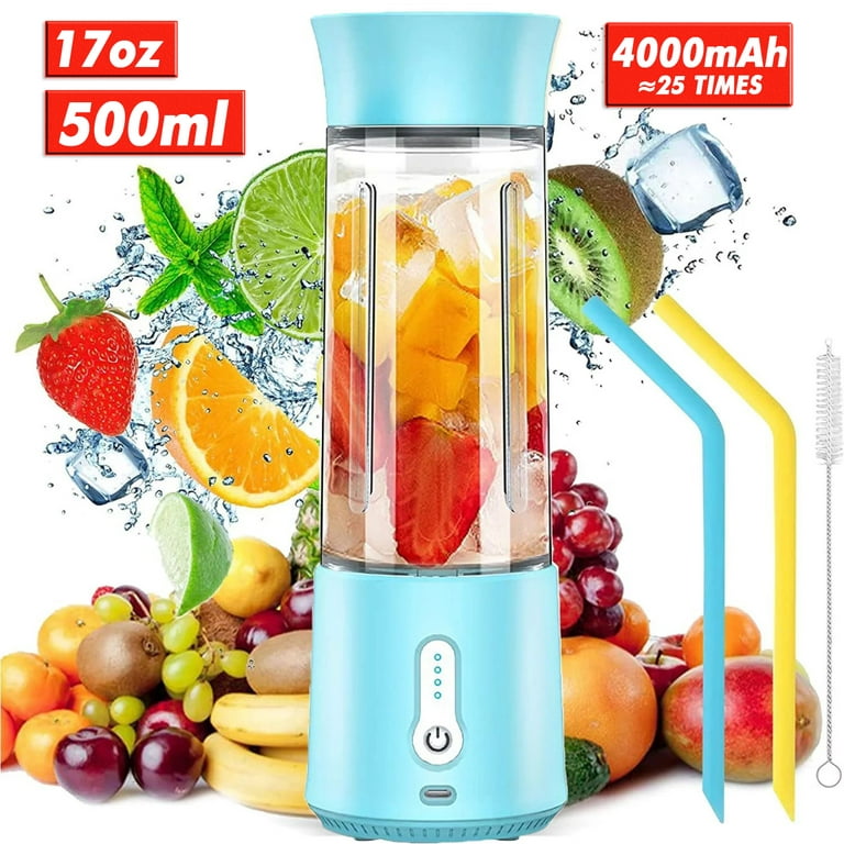 Portable Mini Blender, Small Family Smoothies, Personal Blender for  Milkshakes and Smoothies with 6 Blades and Sports Cup Lid (Dark Blue)