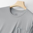 thumbnail image 7 of MIXUE Mens T-Shirts Solid Color Round Neck Short Sleeve Pocket Pullover Tops T Shirts Activewear,Gray,L, 7 of 7