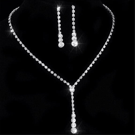 QIQUWOHUL Wedding Bride Necklace Jewelry Fashion Earrings Occident Rhinestone Set Jewelry Sets