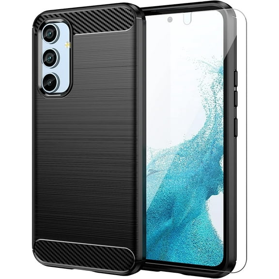 for Samsung Galaxy A54 5G case, Galaxy A54 Phone case with HD Screen Protector, Fashion Shock-Absorption Flexible TPU Bumper Soft Rubber Protective Phone Case Cove for Samsung Galaxy A54 5G, Black