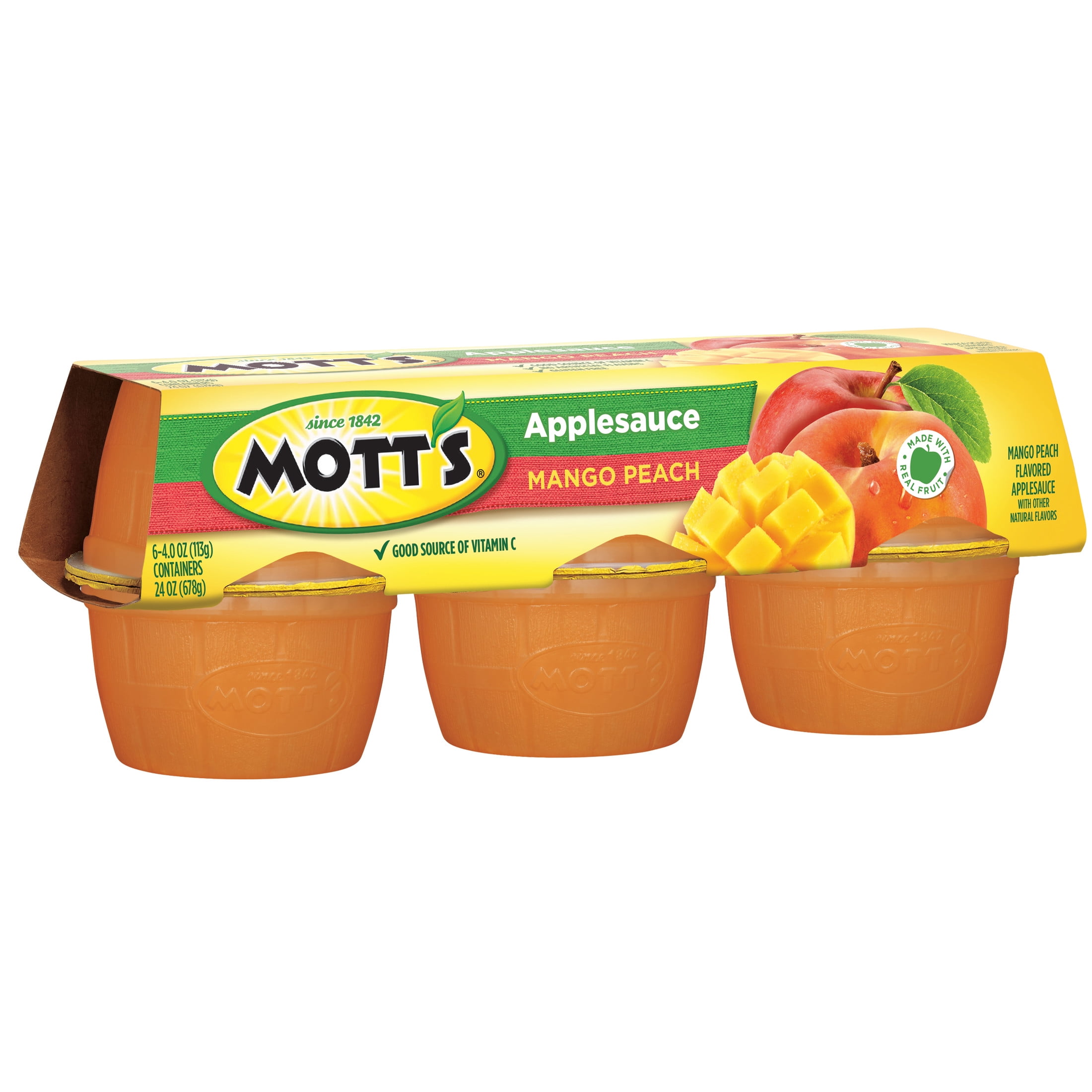 (12 pack) Mott's Mango Peach Applesauce, 4 Ounce Cup, 6 Count