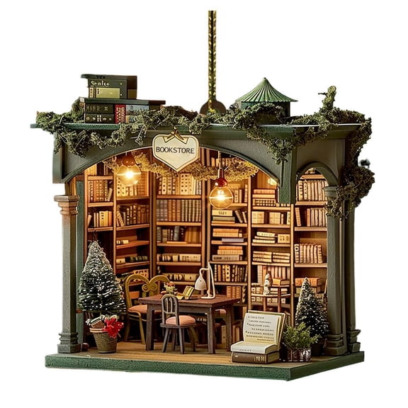 Christmas Bookstore Ornament, Book Lover Christmas OrnamentA