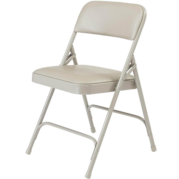 Pemberly Row 29.5" Vinyl Upholstered Folding Chair in Warm Gray (Set of 4)