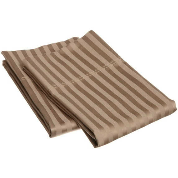 300-Thread Count 100% Egyptian Cotton Lightweight Stripes Pillowcase Set Taupe / Standard