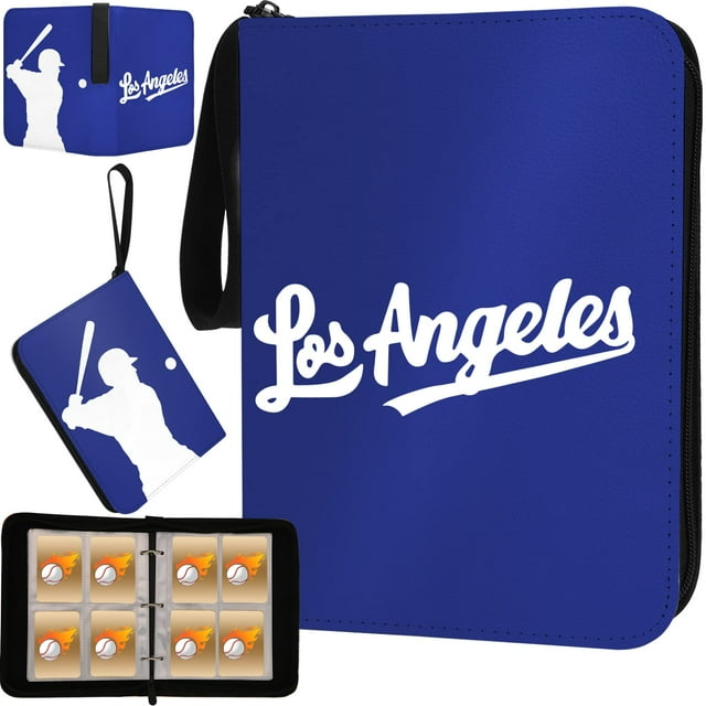 Carpeta de tarjetas de béisbol con mangas 400 bolsillos Portatarjetas de béisbol de Los Ángeles para tarjetas coleccionables Álbum de coleccionista de béisbol Tarjeta deportiva Carpeta de 3 anillas Or