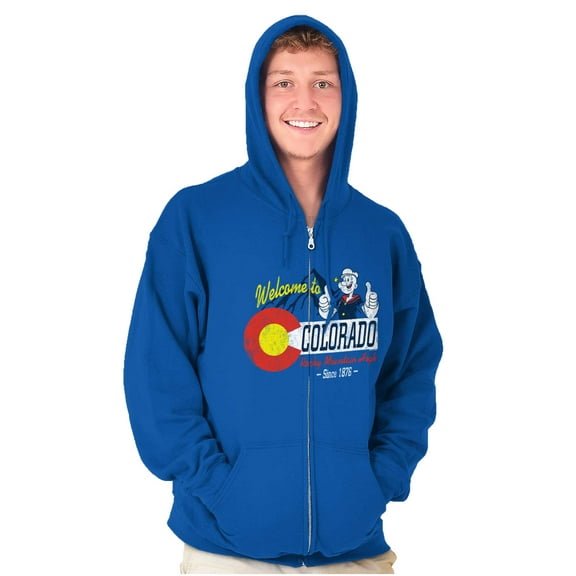 Popeye Colorado CO Local State Pride Zip Up Hoodie Men's Women's Brisco Brands M