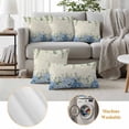 thumbnail image 6 of 2 Pack Outdoor Waterproof Throw Pillows, Green Eucalyptus Leaves Blue Hydrangea Flower Decorative Square Pillow Case Patio Pillows for Chair Couch Sofa 18x18in, 6 of 9