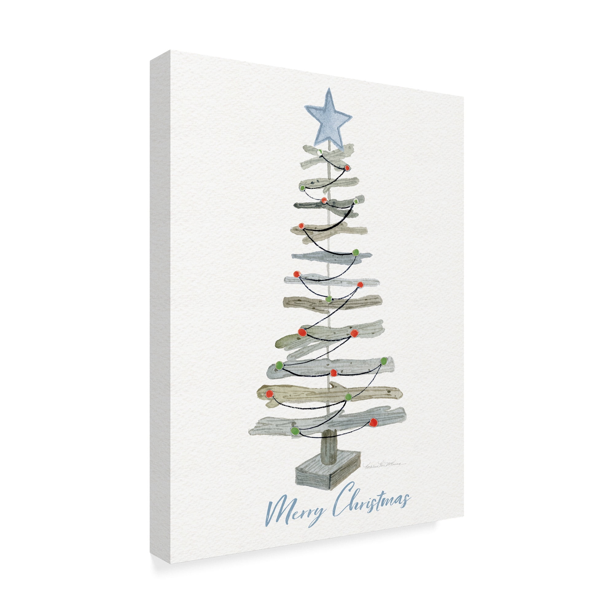 Trademark Fine Art 'Coastal Holiday Tree III Red Merry Christmas' Canvas Art by Kathleen Parr McKenna