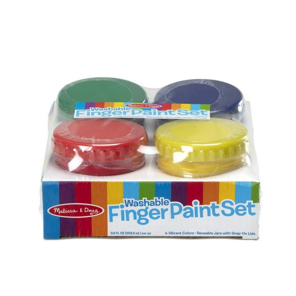 Melissa & Doug Finger Paint Set (4 pcs) - Red, Yellow, Blue, Green