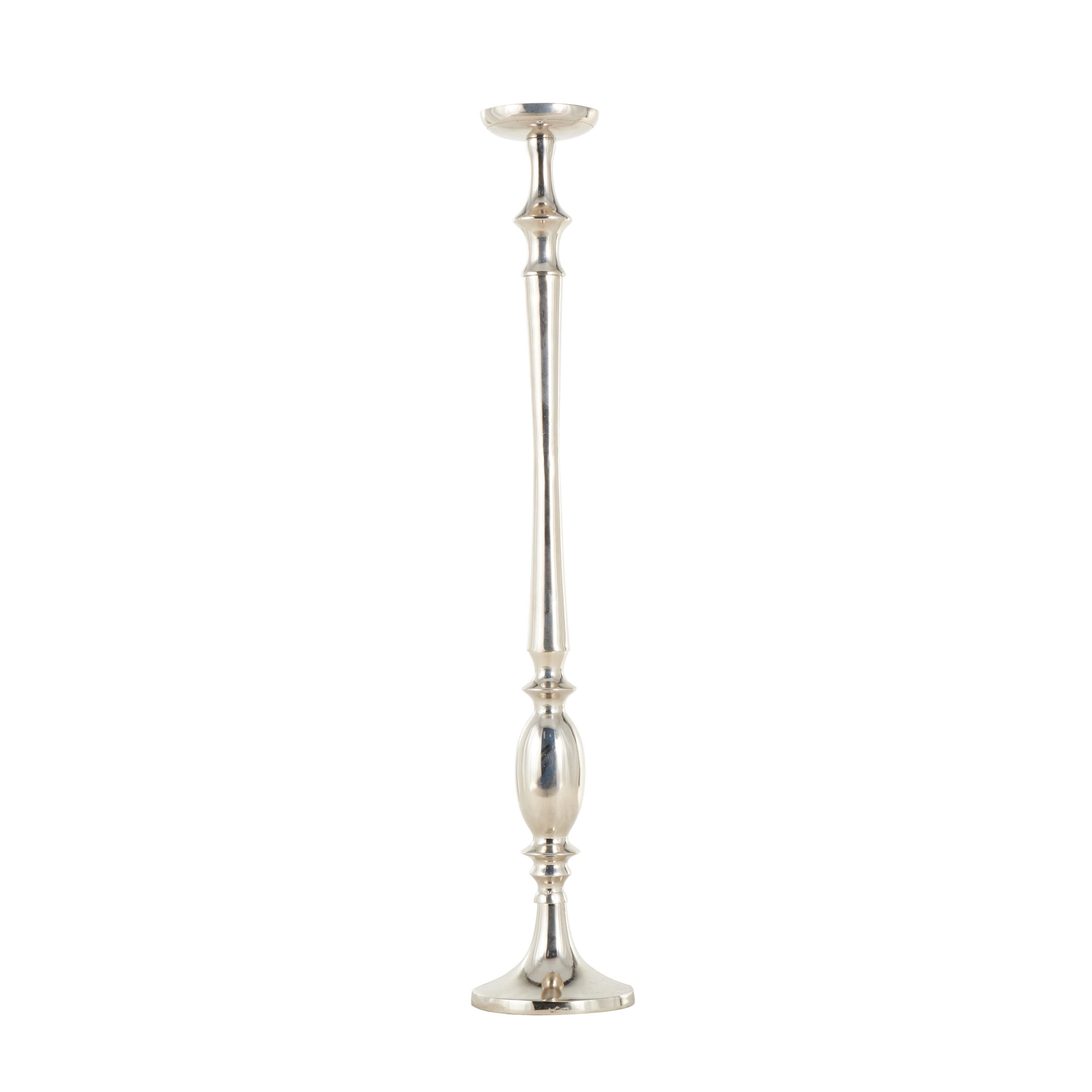 DecMode Silver Aluminum Metal Floor Candle Holder
