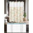 thumbnail image 6 of No Hook Cloth Fabric Shower Curtain with Snap in Liner, Beige Flowers Waterproof Shower Curtains Set with See Through Top Window, Farmhouse Botanical Floral Green Leaves Bath Curtains Shower 72"x72", 6 of 6