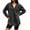 Black, variant on Spring Fall Women Long Sleeved Loose Denim Blouse Oversize V-neck Jeans Jacket with Pocket