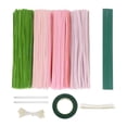 thumbnail image 1 of Limpiadores de pipa, suministros para manualidades, tallo de chenilla, ramo de bricolaje, kit para hacer flores de bricolaje para regalo navideño, Rosa, 1 of 8