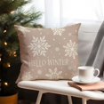thumbnail image 5 of Hello Winter Snowflake Christmas Throw Pillow Cover 18x18 Inch Beige Outdoor Neutral Christmas Decorations Xmas Holiday Decorative Throw Pillow Case for Home Living Room Bedroom Couch Decor, 5 of 6
