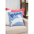 thumbnail image 3 of "Spring" Jumping Easter Bunny Rabbit Blue Hooked Accent Throw Pillow 16" x 16", 3 of 5