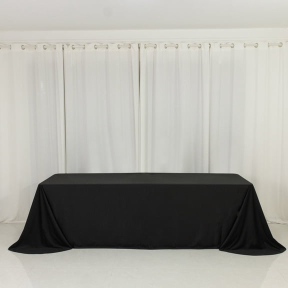Efavormart Scuba Rectangular Tablecloth 90"x156" Black with Rounded Corners – Wrinkle Free, Stain Resistant, Seamless Table Cover