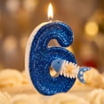 thumbnail image 5 of Goleeg Ocean-Themed Number Candles, Number 6 Blue Sparkle Birthday Candles with Fishbone and Starfish Designs, Nautical-Style Ocean-Themed Cake Decorations for Summer Beach and Pool Parties, 5 of 5