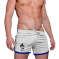 thumbnail image 1 of Pantalones Cortos Casuales de la Malla de la Impresión Del Árbol de Palma de los Hombres Tres Cuartos de Pantalones Cortos Deportivos, Pantalones Cortos de Entrenamiento de Ejercicio Respirables con B, 1 of 3
