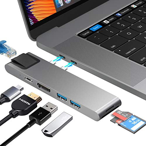 Usb Type C Adapter for Silver Macbook Pro 2016-2019 SD Card USB 3.0 Hub Dongle 