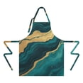thumbnail image 2 of Teal Marble Gold Line Pattern Apron-Garden Aprons for Women with Pockets-Cotton Linen Waterproof Kitchen Cooking Gardening Aprons Adjustable for Kitchen,Cooking,BBQ and Salon 33x27 Inch, 2 of 7