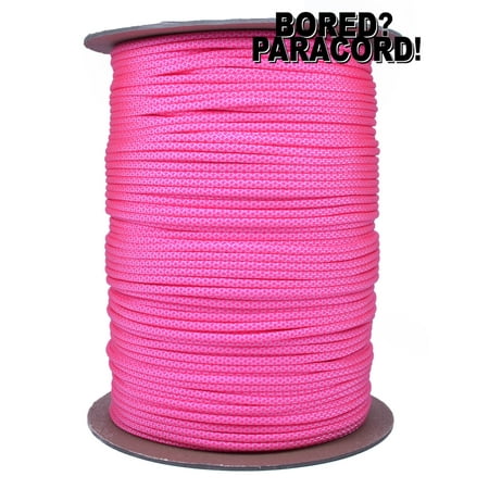 1000 Ft Spool High Quality Best Durability 550 lb Paracord - White Neon Pink Diamonds Color - Bored Paracord