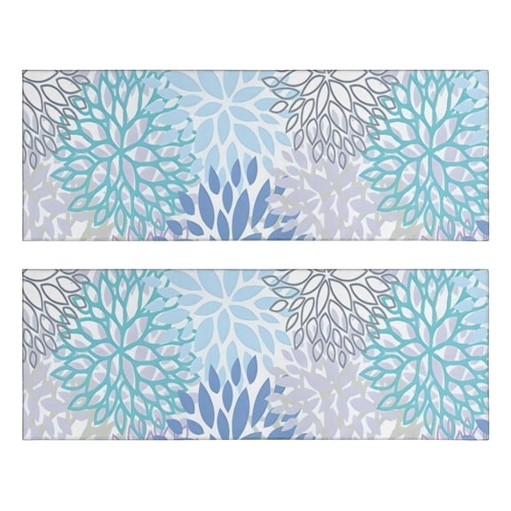 Kitchen Rugs Sets Of 2,Blue Floral Leaf Pattern Anti Fatigue Kitchen Mat Rugs Non Slip Washable,Decorative Kitchen Floor Mats for Kitchen,Sink,Laundry,17"X47"