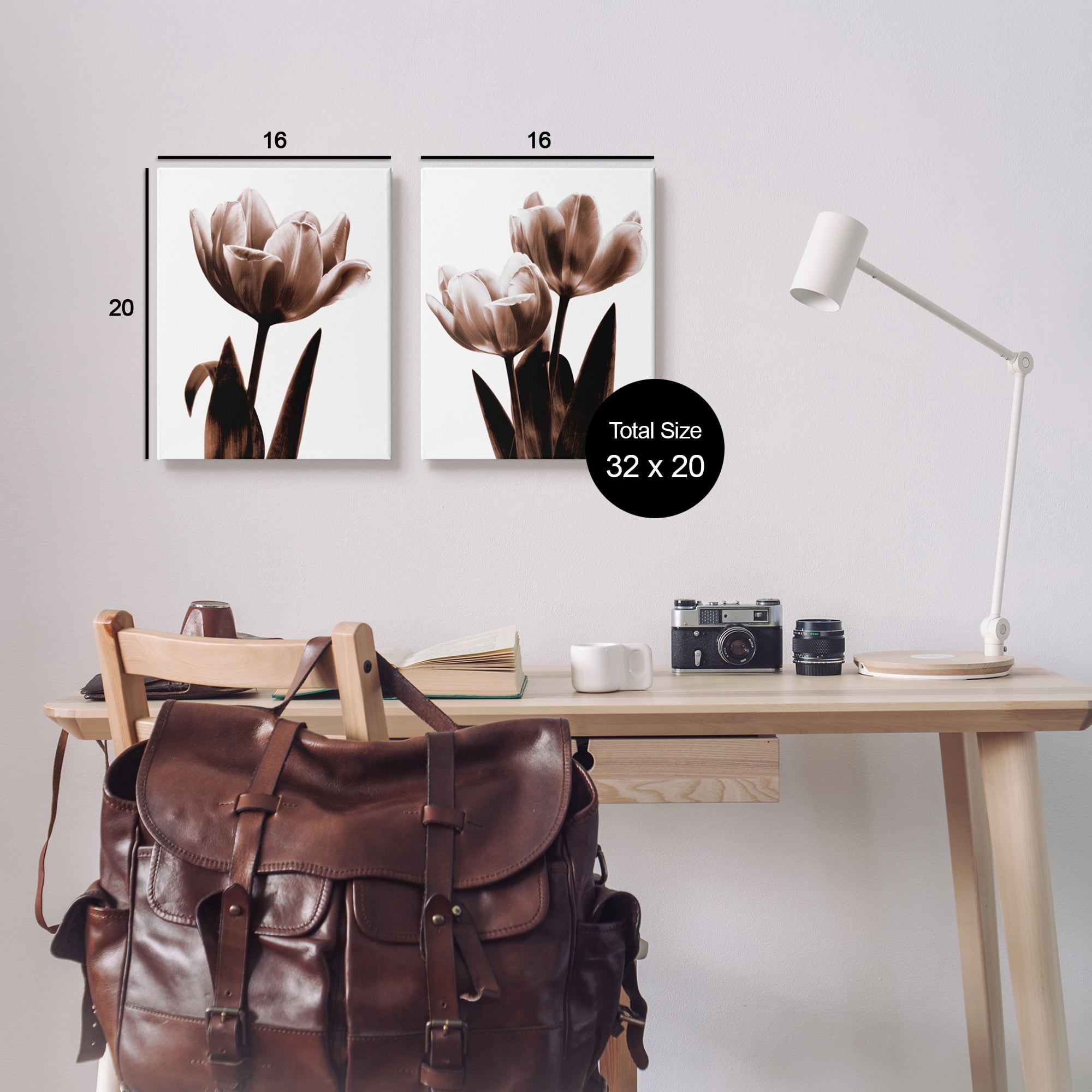 Stupell Industries Modern Tulip Silhouettes Botanical & Floral Photography Gallery Wrapped Canvas Print Wall Art, 16 x 20, Set of 2