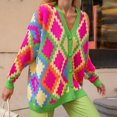 thumbnail image 1 of Cárdigan de punto para mujer Patrón geométrico Outwear Abrigos Cárdigan Traje diario suelto Hugtrwg Para estrenar, 1 of 9