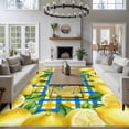 thumbnail image 3 of Yellow Lemon Area Rugs 6'x9', Washable Small Throw Rugs for Kitchen Dining room, Summer Botanical Blue Yellow Buffalo Plaid Indoor Outdoor Rug Non-Slip Low Pile Carpet Runner Reversible Floor Mats, 3 of 8