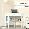 thumbnail image 5 of HOMCOM Corner Desk, Triangle Computer Desk with Drawer and Storage Shelves for Small Spaces, Home Office Workstation for Living Room, or Bedroom, White, 5 of 8