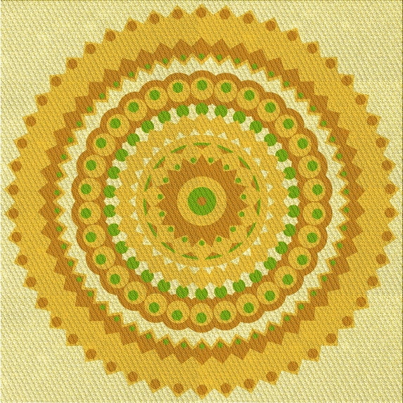 Ahgly Company Machine Washable Indoor Square Transitional Bold Yellow Area Rugs, 5' Square