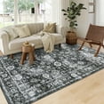 thumbnail image 5 of Garvee 8x10 Vintage Area Rugs Washable Rug for Living Room, Non Slip Non Shedding Soft Indoor Carpet, Retro Oriental Floral Print Rugs for Bedroom Home Office, Black and Gray, 5 of 7