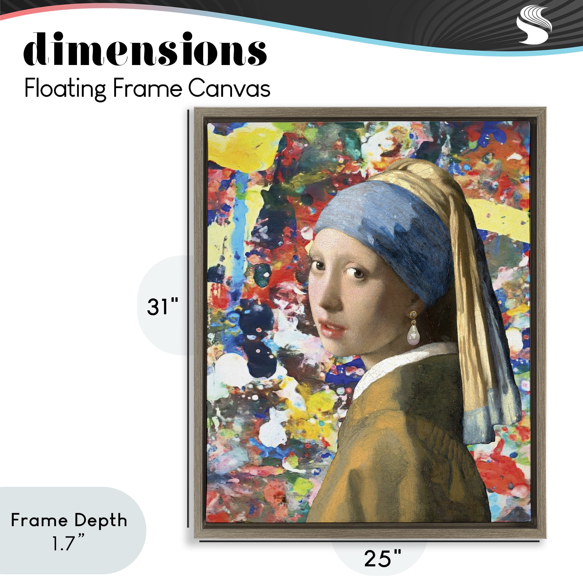 Stupell Industries Modern Splatter Iconic Pearl Earring Brown Framed Floater Canvas Wall Art, design by Grotto Studios