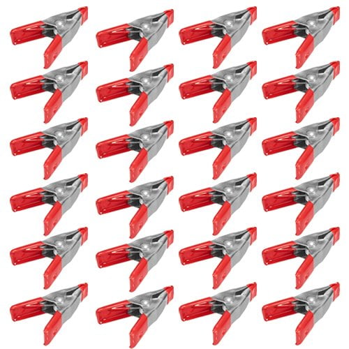 Wideskall 2 Pouces Mini Pinces à Ressort en Métal avec Embouts en Caoutchouc Rouge Clips (Pack de 24)