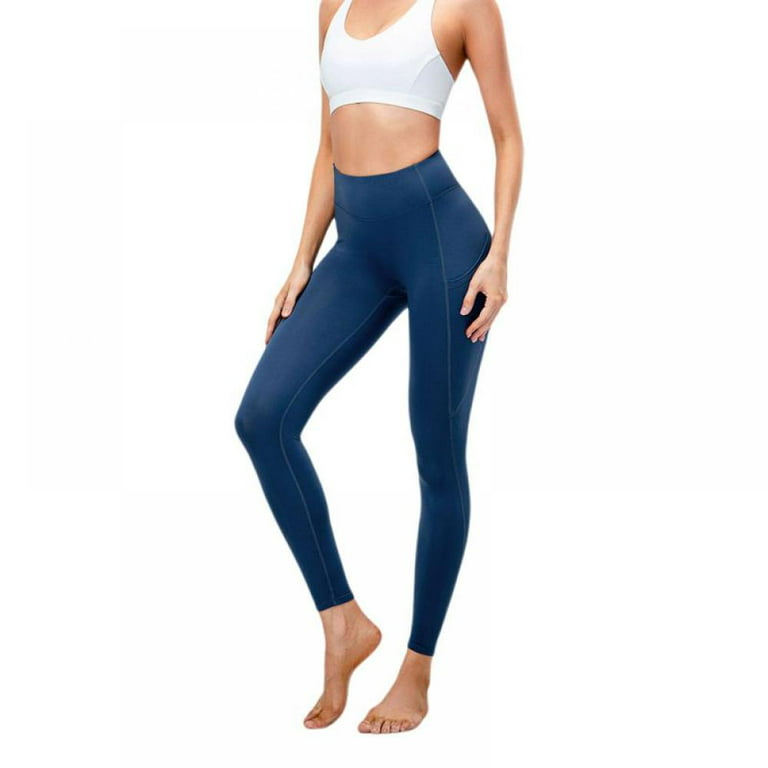 HISKYWIN Inner Pocket Yoga Pants 4 Way Stretch Tummy Control Workout  Running Pants, Long Bootleg Flare Pants HF2 Navy Blue-XXL 