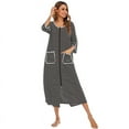 thumbnail image 3 of Zipper Front Housecoat Short Sleeve & Half Sleeve Zip Nightgown Long Houedress with Pockets, 3 of 7