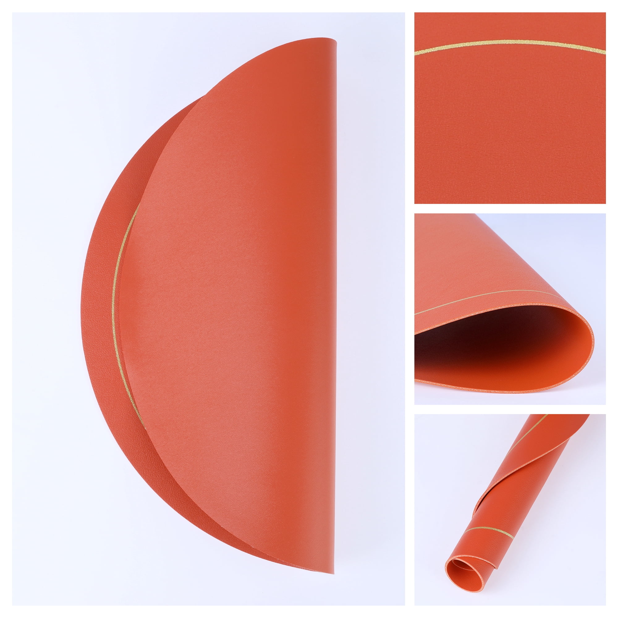 Unique Bargains Placemats Set of 6 Faux Leather Orange