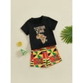 thumbnail image 3 of Bagilaanoe 2pcs Toddler Baby Boy Shorts Set Short Sleeve Print T Shirt Tops + Shorts 12M 18M 24M 3T 4T 5T Kids Casual Summer Clothes, 3 of 8