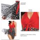 thumbnail image 4 of Traje de baño de dos piezas con cuello halter y costuras, traje de baño de talle alto a la moda para mujer, punto de onda roja S, 4 of 5
