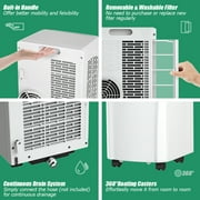 Costway 8000 BTU ASHRAE Portable Air Conditioner & Dehumidifier Function Remote w/ Window Kit White