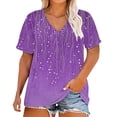 thumbnail image 2 of Purple Women's Short Sleeve T-shirt, Plus Size V Neck T Shirts Women Short Sleeve Tops Casual Summer Tshirts Loose Fit Tee,Women's Short sleeve T-shirt 3XL, 2 of 4