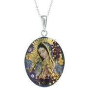 Marisol & Poppy Our Lady of Guadalupe Flower Pendant in Sterling Silver for Women