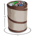 thumbnail image 2 of Smart Design Spiral Pop-Up Trash Bin, Collapsible Laundry or Trash Basket, Open-Top Portable Organizer, 9.5 in × 9.5 in × 13 in – Beige with Dark Brown Trim, 2 of 4