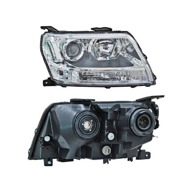 Faro Tyc - Compatible Con Suzuki Grand Vitara 2009-2017 - Acabado Fondo Negro, Con Cuarto Si (Blanco Tyc Grand Vitara