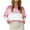 Pink, variant on IROINNID Womens Sweater Round Neckline Pullover Sweater Color Block Casual Mid-Length Long Sleeve Splicing Line Sweater Tops Blouse