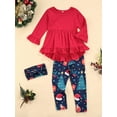 thumbnail image 3 of goowrom Girl?s Ruffles Long Sleeve Tops and Print Long Pants with Headband Set, 3 of 8