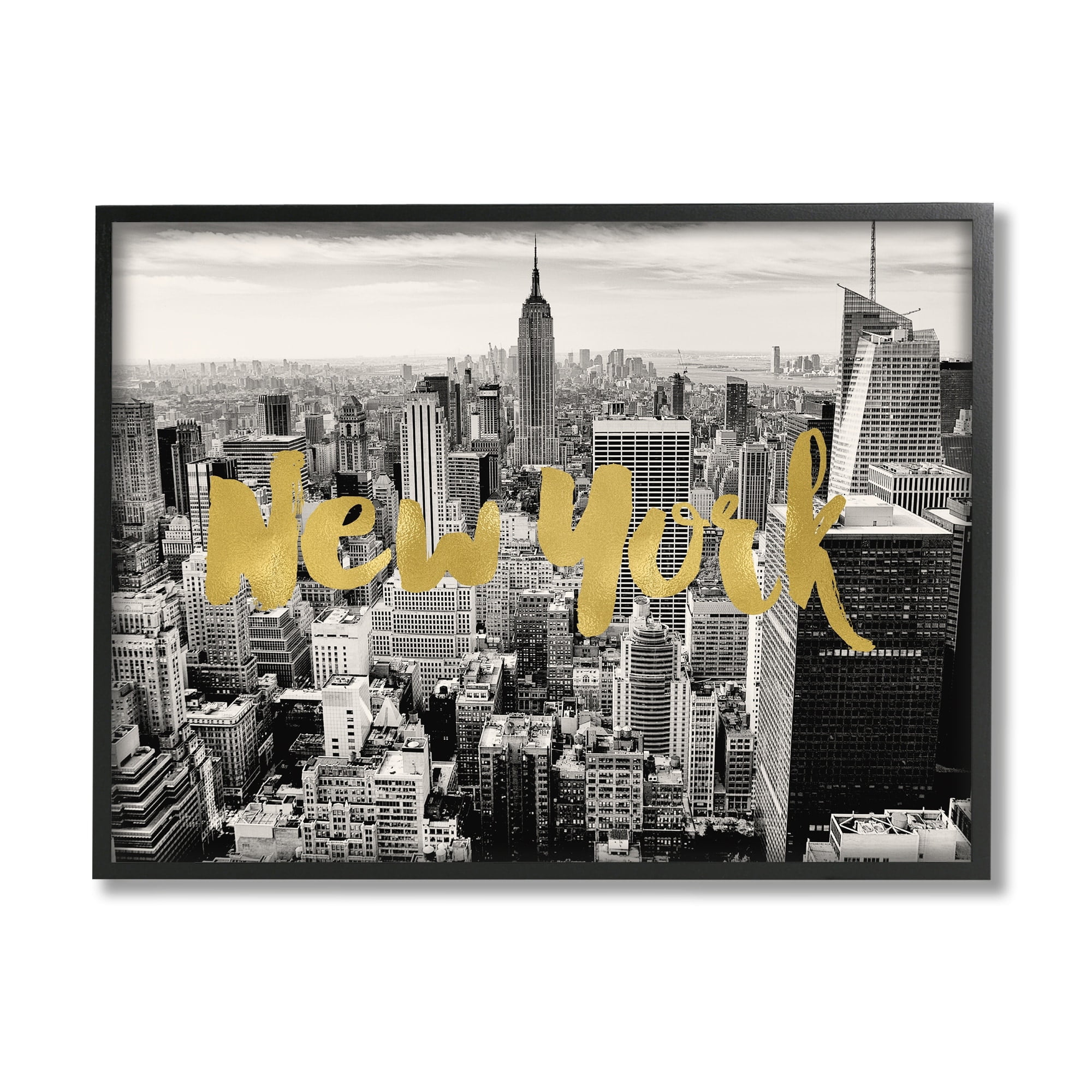 Stupell Industries Urban New York City Skyline Glam Detail Typography Framed Wall Art, 20 x 16, Design by Amy Brinkman