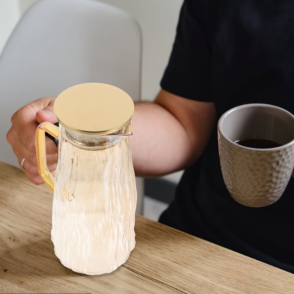 ROMANSENTIAL Golden Glass Water Pitcher Thickened Design 1.5l Heat Resistant
