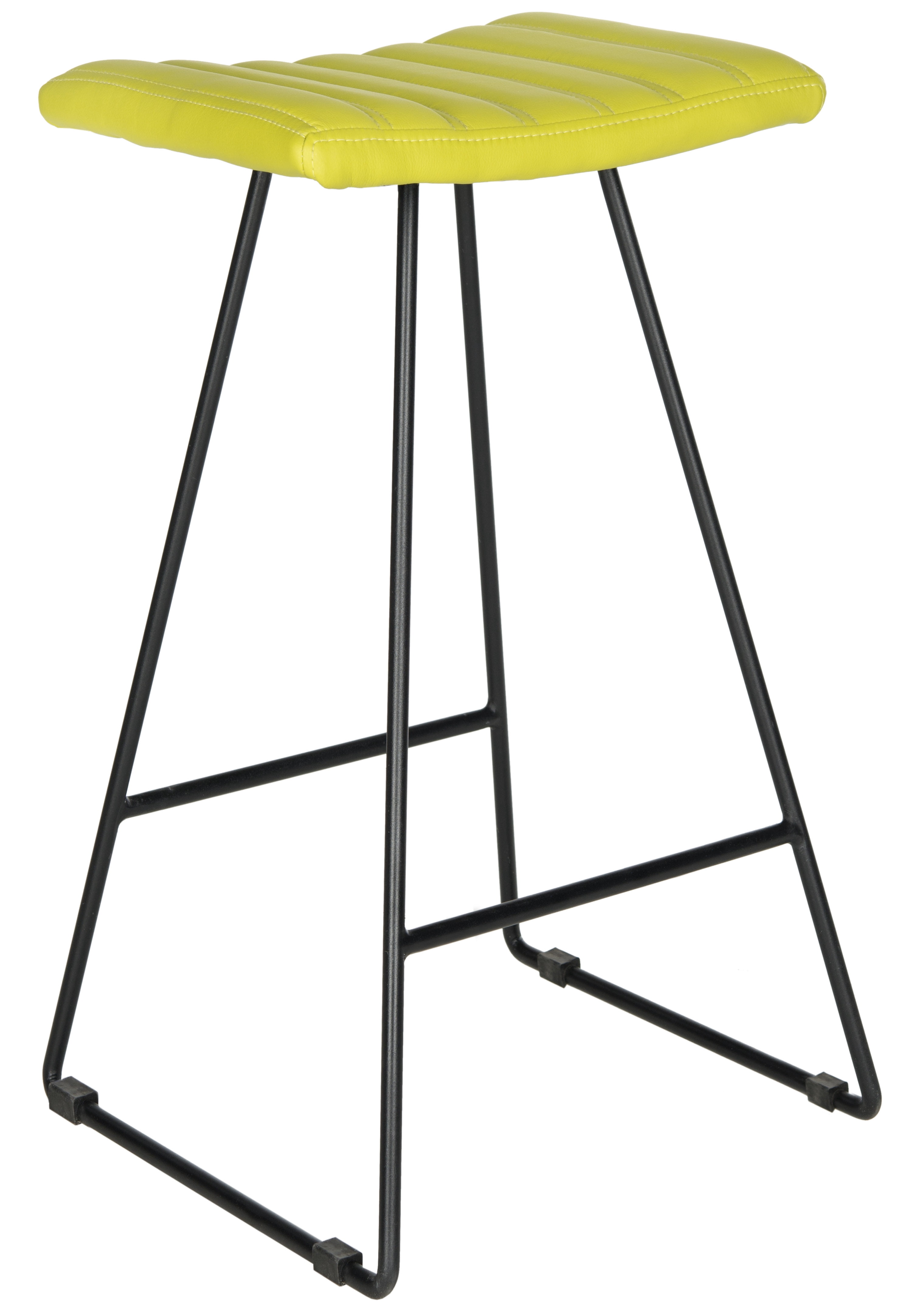 SAFAVIEH Akito 30"H Mid-Century Bar Stool, Green/Black, Set of 2